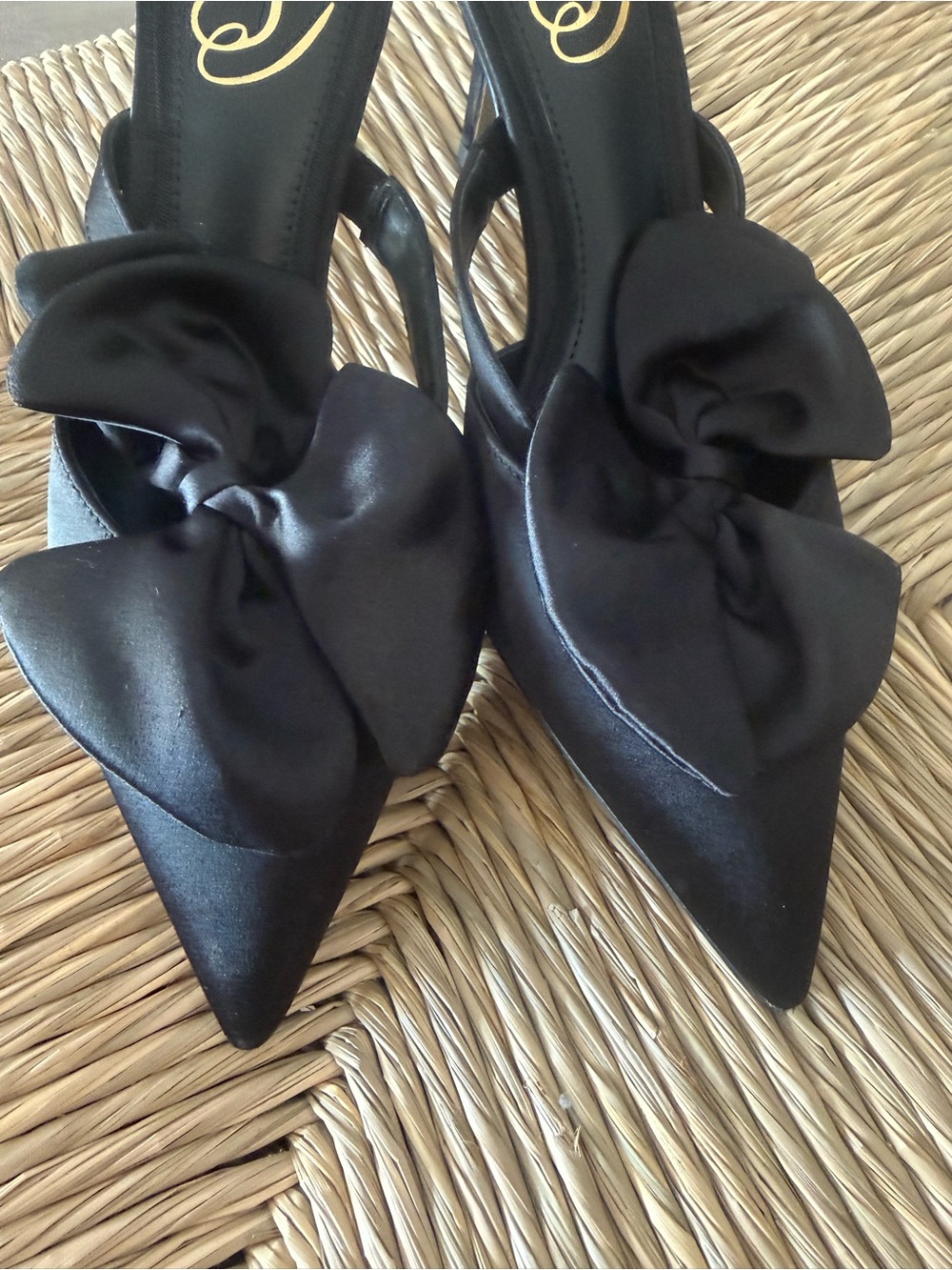 Sam Edelman Black Satin Bow Pointed-Toe Slip-On Heels - Picture 3 of 7